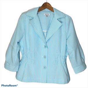 Vintage Beachy Blue and White Seersucker Jacket M